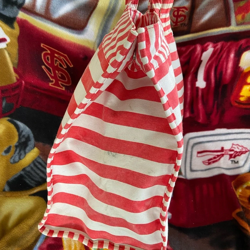 Chico's Florida State University Handcrafted Red and White Striped Tote